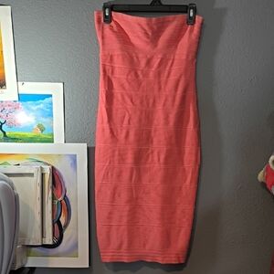 Herve Leger Vibrant Bandage Coral Dress